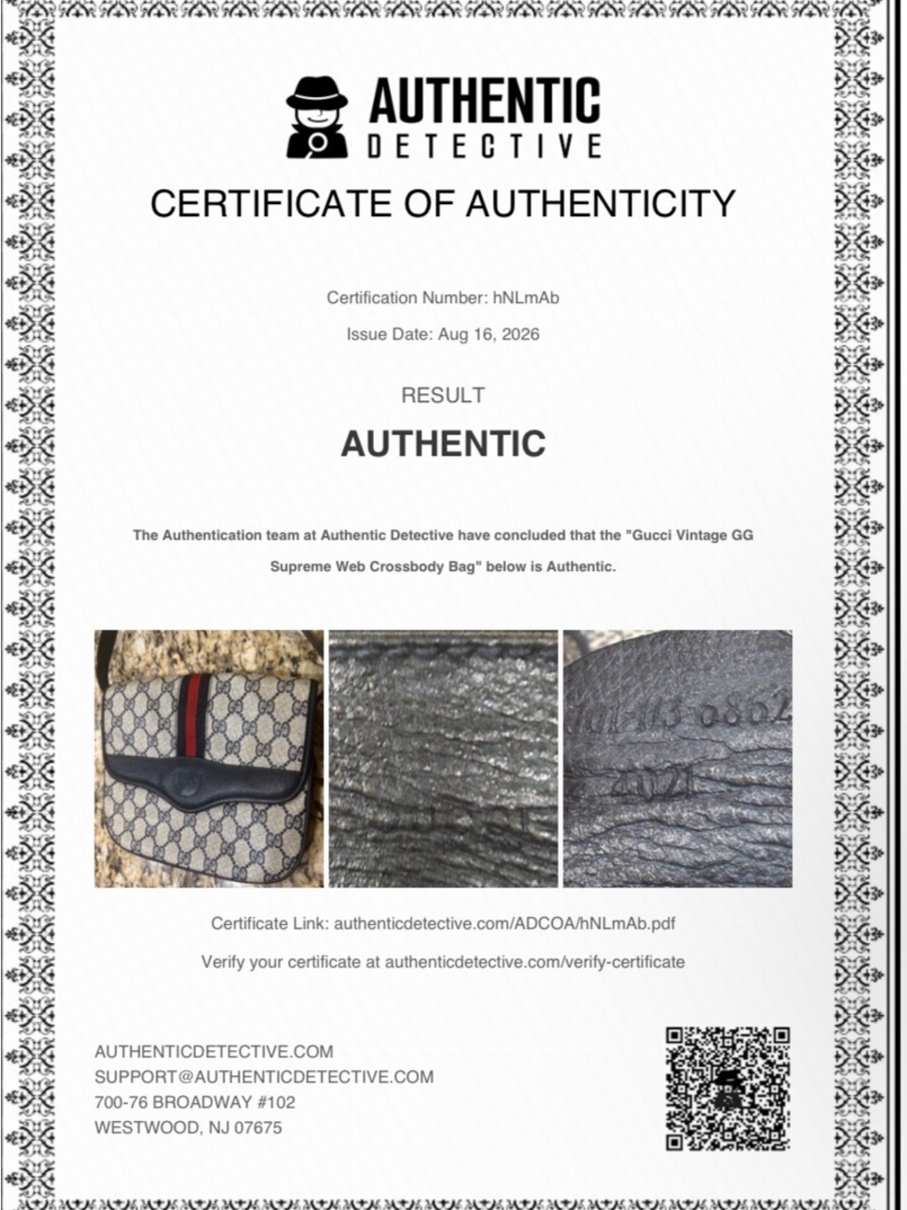 Gucci  Vintage GG Supreme Navy Sherry Crossbody Bag with coa - Picture 12 of 12